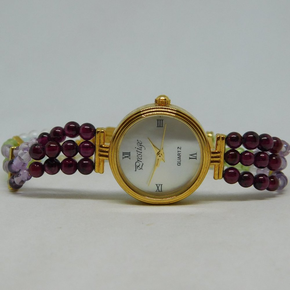 Prestige Gold Tone Case Mother of Pearl Dial Quartz Analog Women's Watch